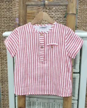 A Camisa niño manga corta rayas roja R130435