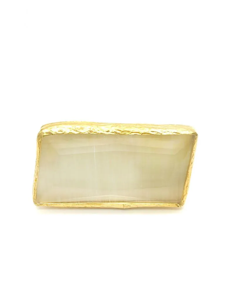 ANILLO MUJER GRANDE PIEDRA BLANCA RECTANGULAR EN ORO