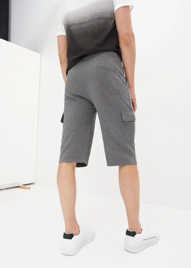 Bermudas de chándal largas, con bolsillos cargo, regular fit Gris jaspeado