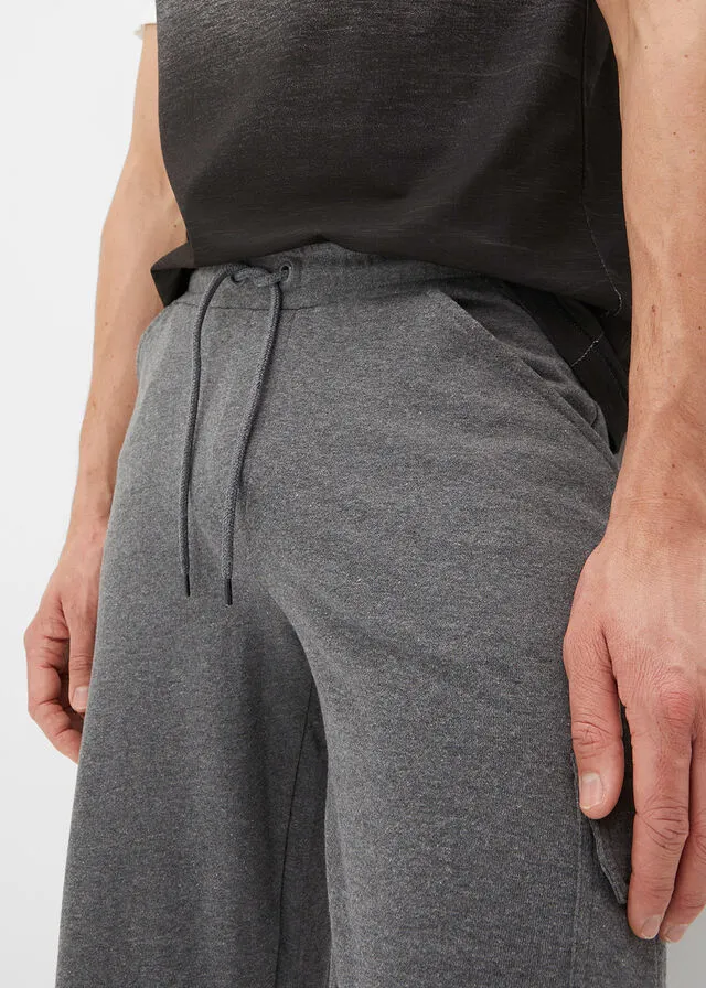 Bermudas de chándal largas, con bolsillos cargo, regular fit Gris jaspeado