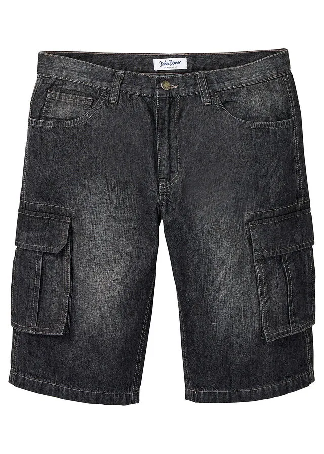 Bermudas vaquera tipo cargo de corte holgado denim negro