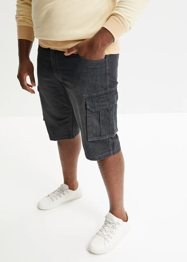 Bermudas vaquera tipo cargo de corte holgado denim negro