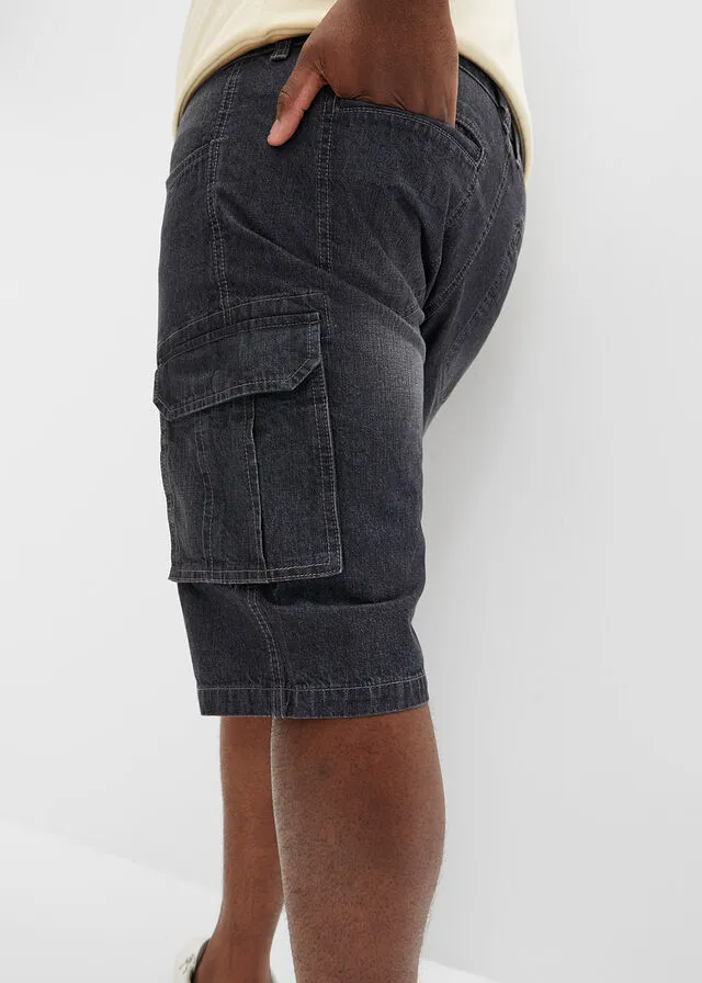 Bermudas vaquera tipo cargo de corte holgado denim negro