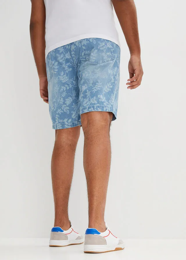 Bermudas vaqueras de corte holgado Azul claro denim estampado