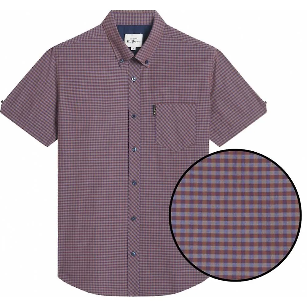 Camisa casual de manga corta con cuello de botones a cuadros de la firma de tamaño grande para hombre con cuello de botón y bols