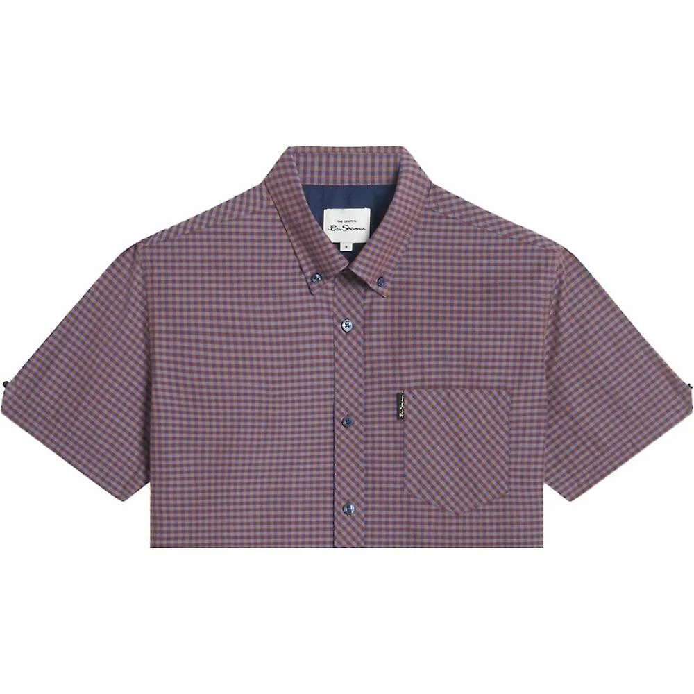 Camisa casual de manga corta con cuello de botones a cuadros de la firma de tamaño grande para hombre con cuello de botón y bols