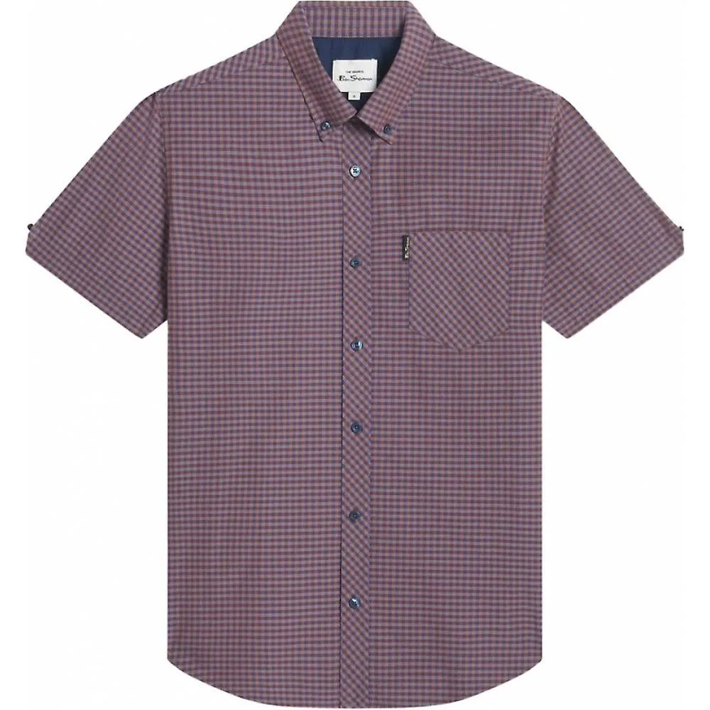 Camisa casual de manga corta con cuello de botones a cuadros de la firma de tamaño grande para hombre con cuello de botón y bols