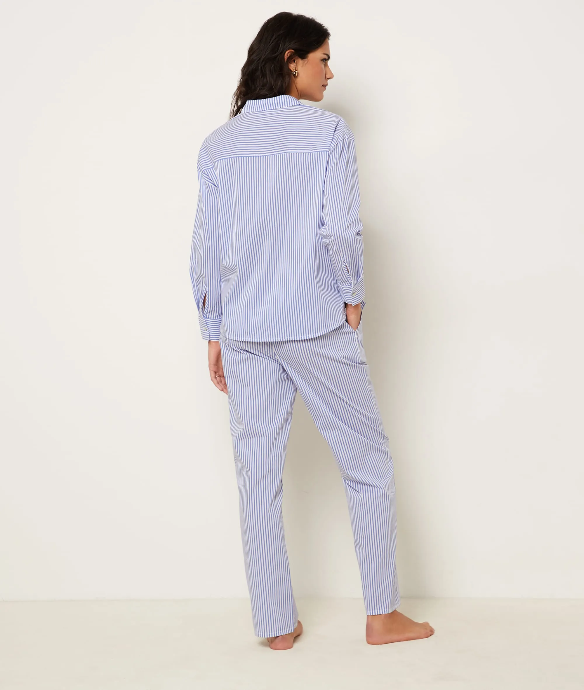 Camisa pijama algodón, finas rayas CLEEO BLEU - ETAM