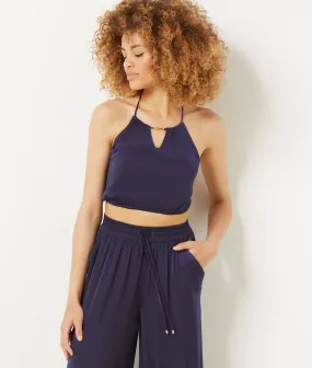 Crop top de satén CHEETA BLEU NUIT - ETAM