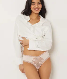 Culote de encaje y microfibra TANDEM ROSE POUDRE - ETAM