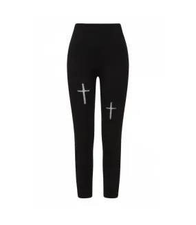 Leggings Negros Cruz Transparente Mina Banned LG67019