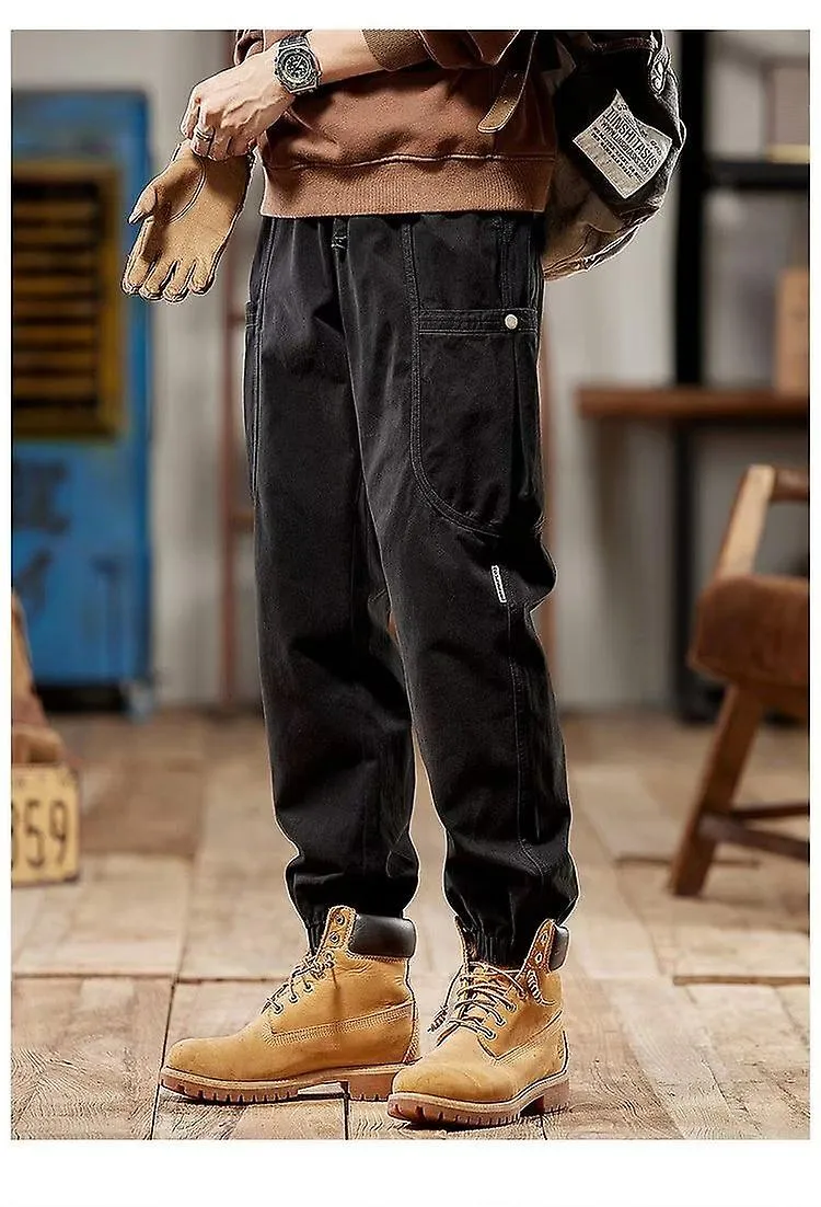 Men's Pants Men's Spring and Autumn Overalls Spring and Autumn Washed Wide Leg Trendy Retro Leggings Cargo Pants