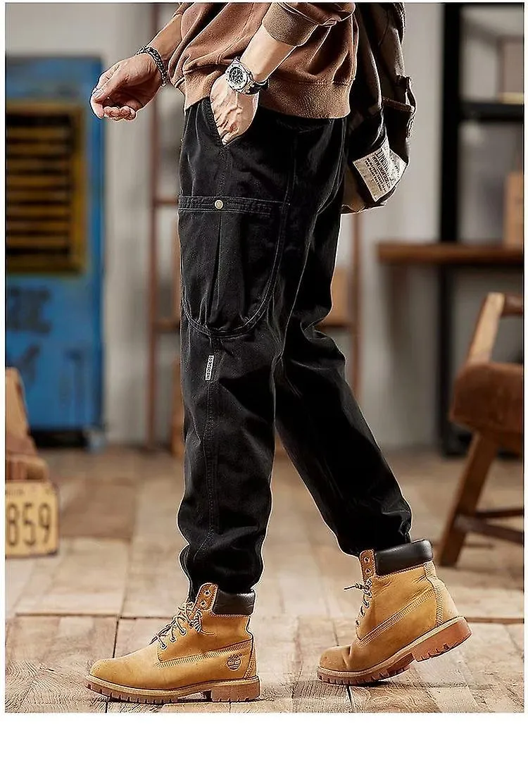 Men's Pants Men's Spring and Autumn Overalls Spring and Autumn Washed Wide Leg Trendy Retro Leggings Cargo Pants