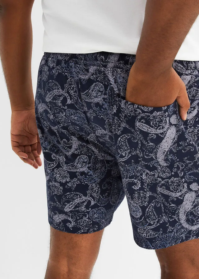 Pantalón corto de chándal Azul marino con patrón paisley