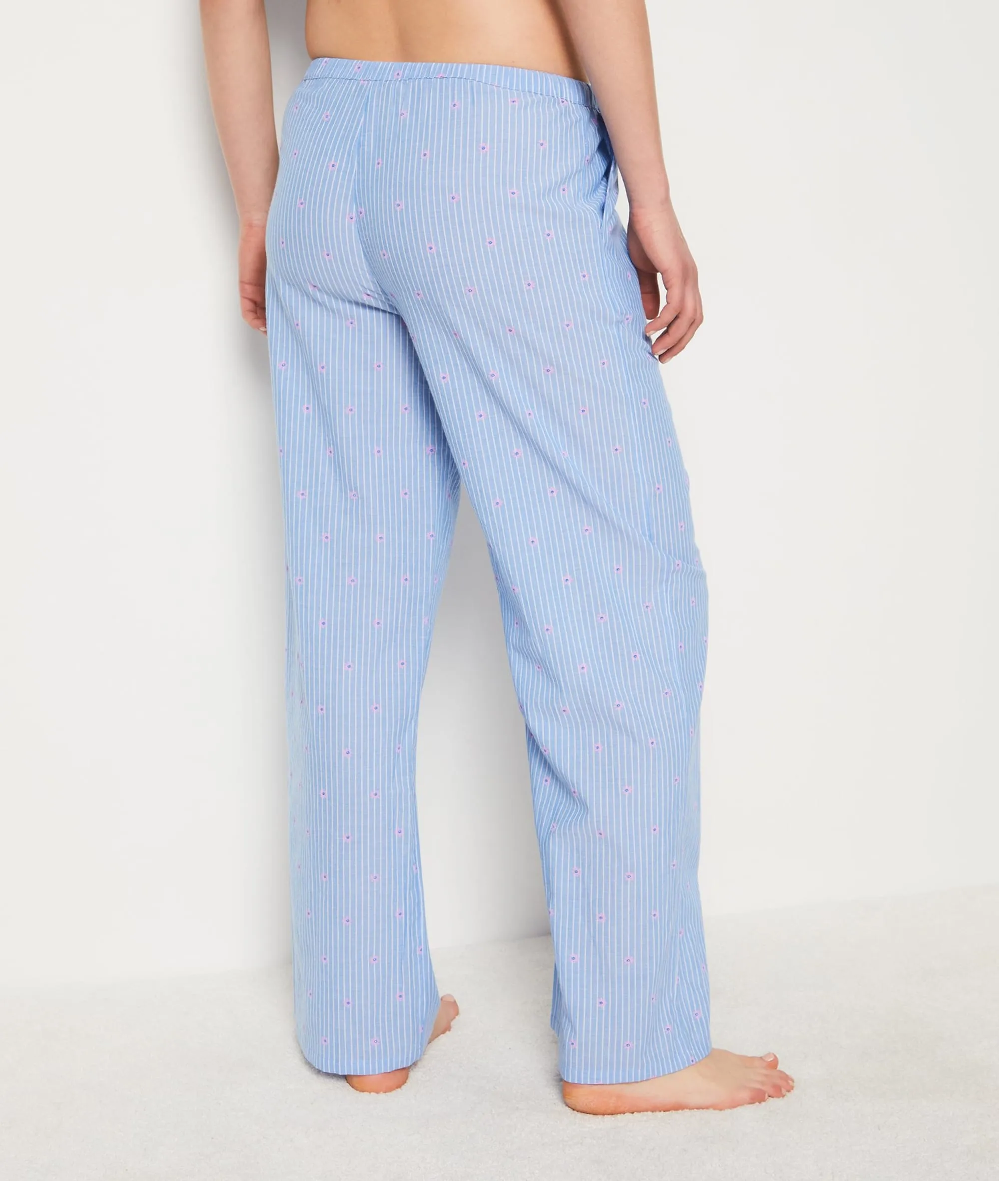 Pantalón pijama estampado de rayas y bordado floral BEGONIA BLEU - ETAM