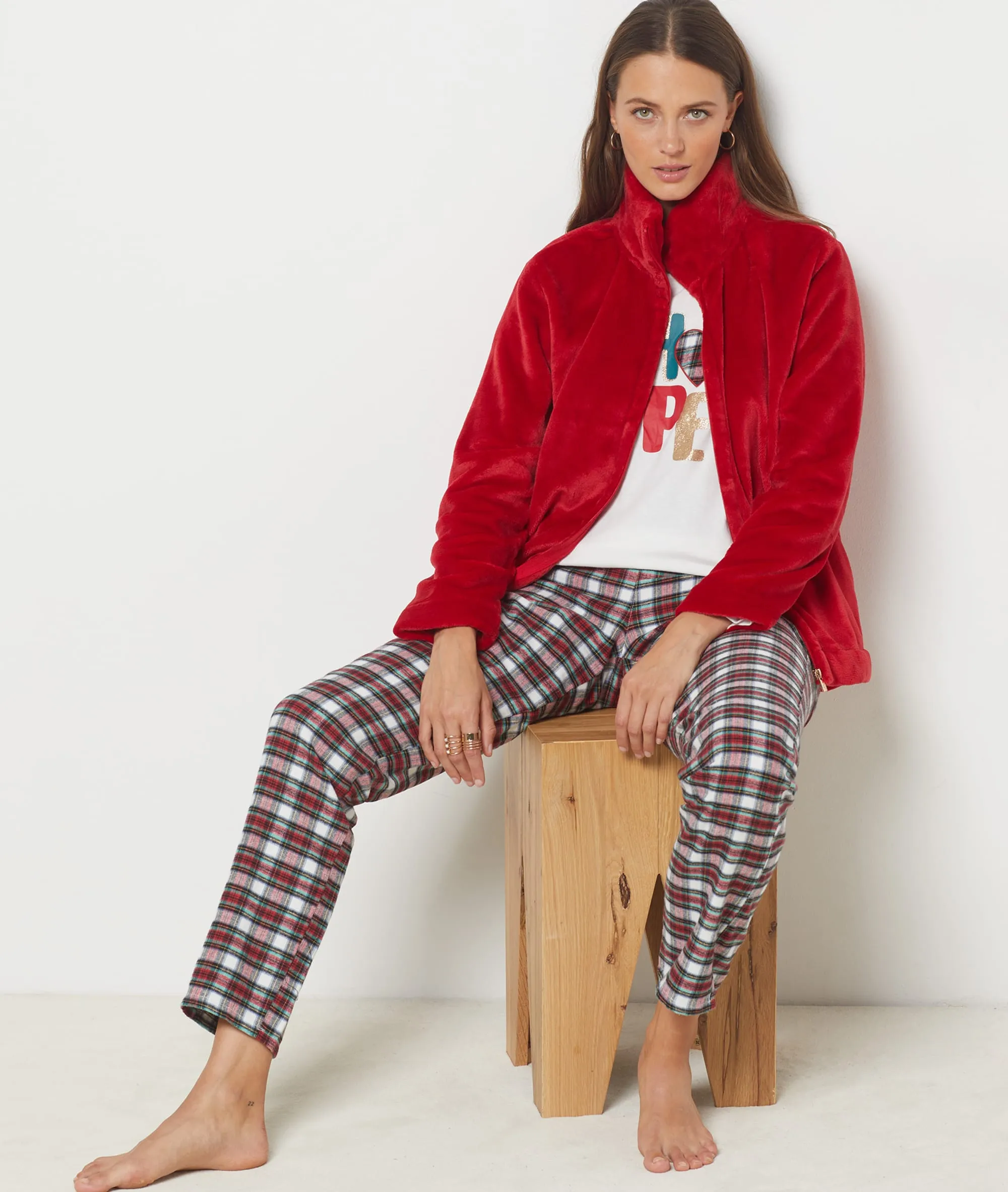 Pijama 3 piezas con chaqueta polar VIRGINIEN ROUGE - ETAM