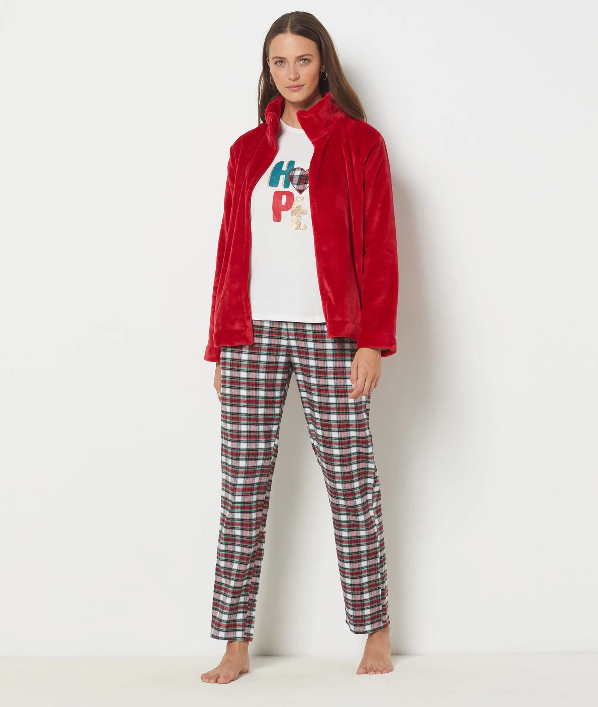 Pijama 3 piezas con chaqueta polar VIRGINIEN ROUGE - ETAM