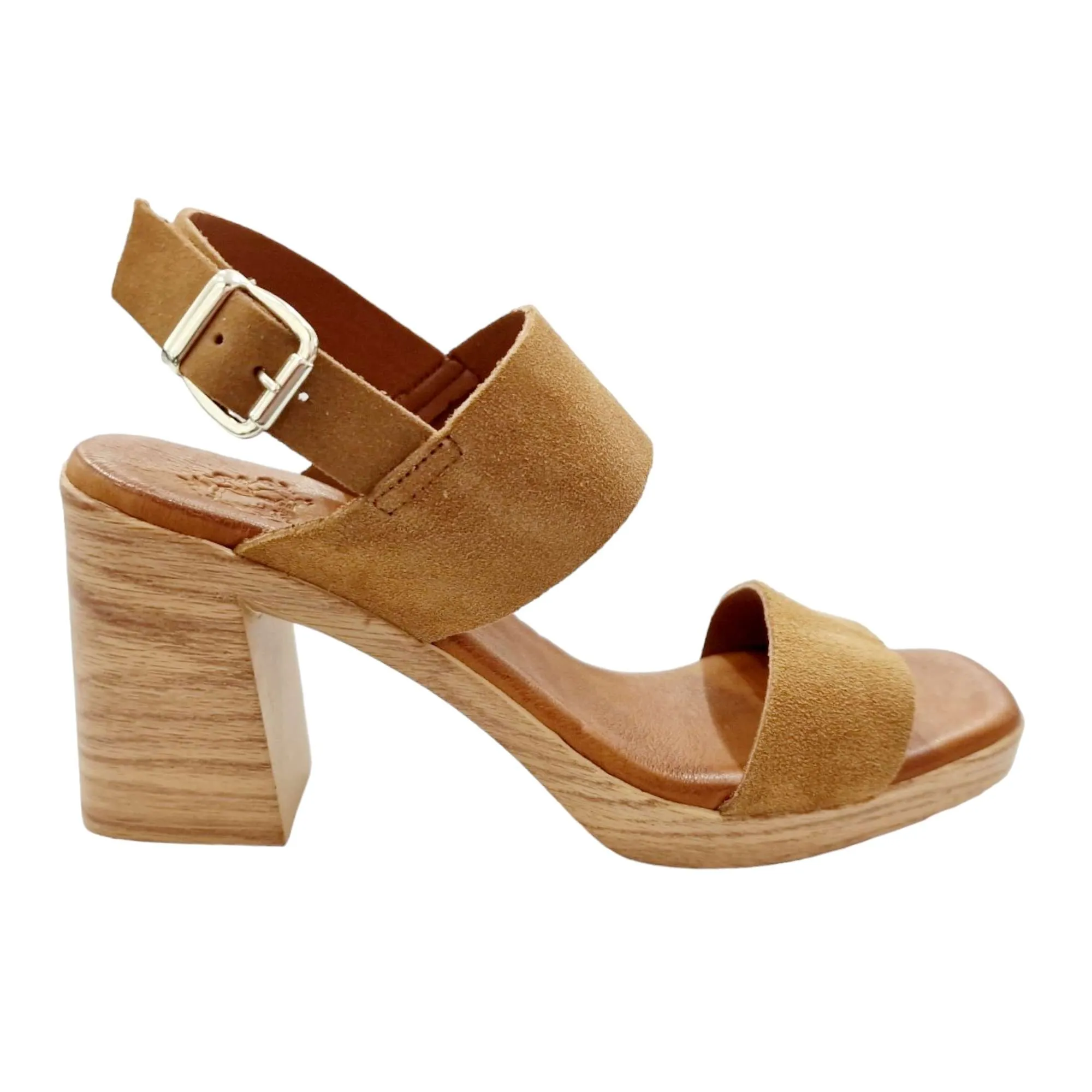 SANDALIAS TACON DOBLE PALA Y TALON MUJER CUERO