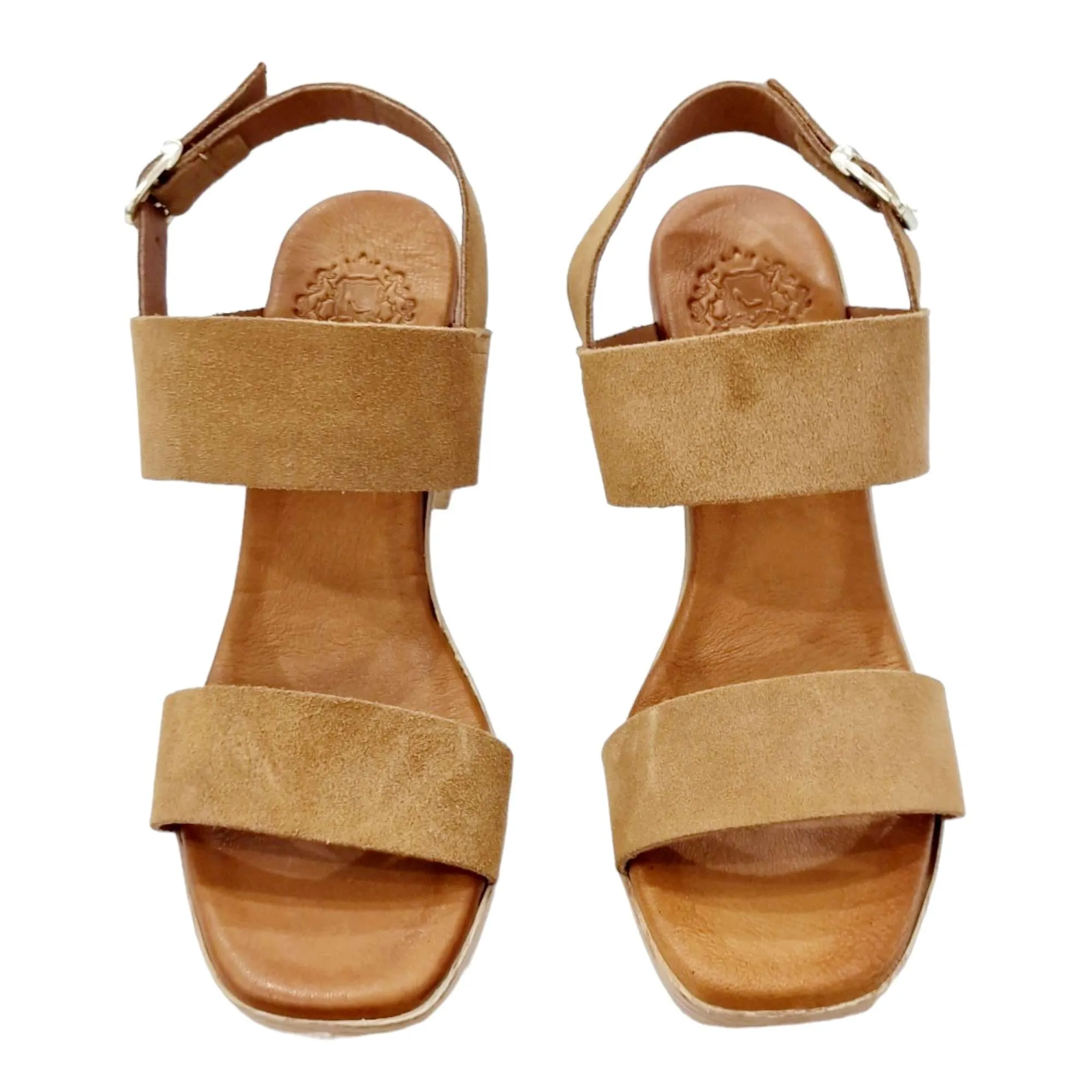 SANDALIAS TACON DOBLE PALA Y TALON MUJER CUERO