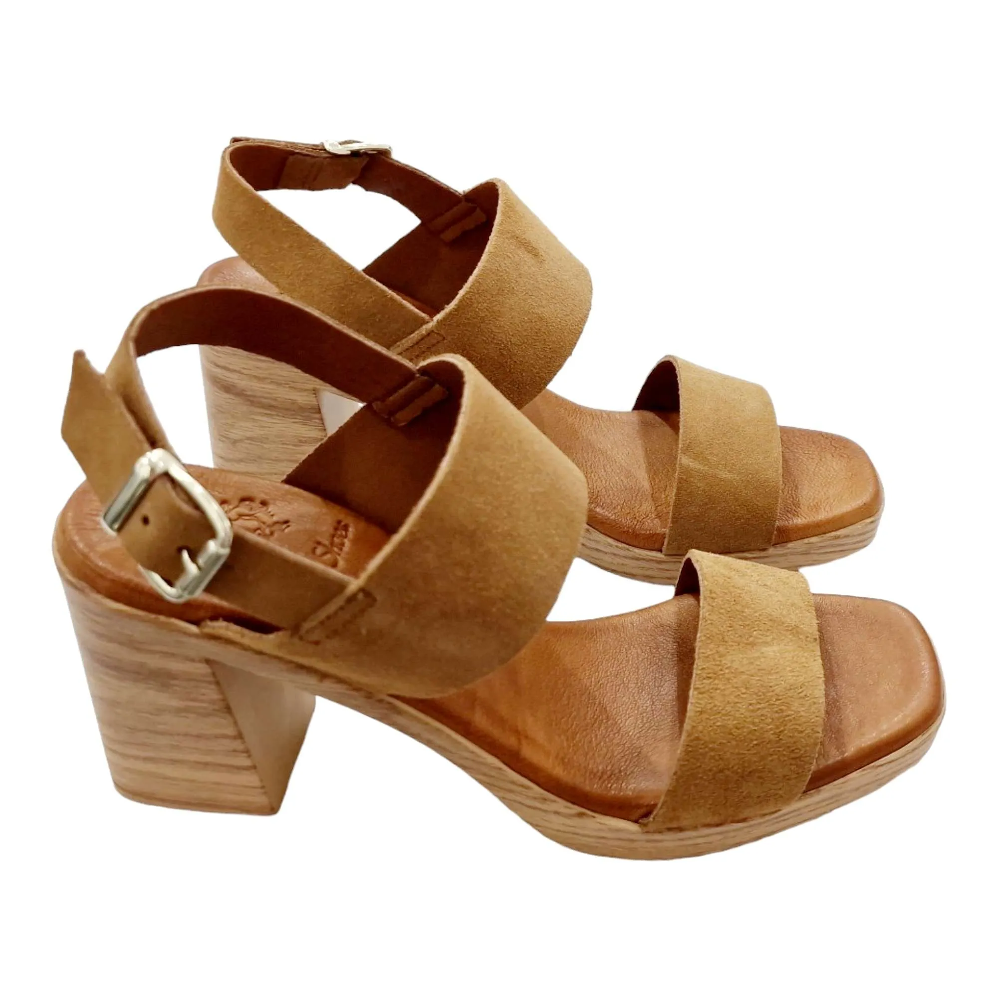 SANDALIAS TACON DOBLE PALA Y TALON MUJER CUERO