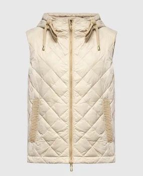 Stilnology Beige quilted down vest with metallic logo