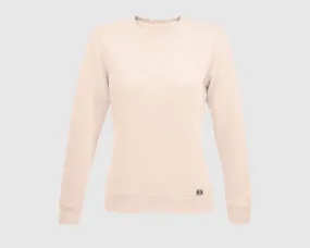 Sudadera cuello redondo clásica mujer inicial grande color rosa crema