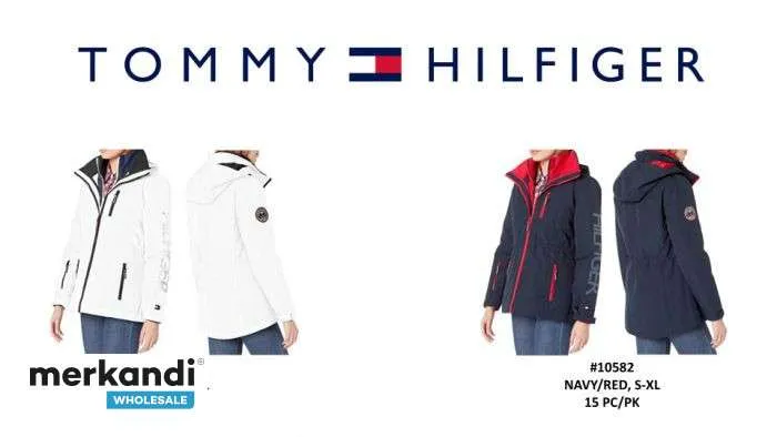 Tommy Hilfiger 3 en 1 chaqueta de señora 30 piezas. - Blanco y azul marino / rojo -Tallas - s-xl Paquete de caja: 15pcs cada col