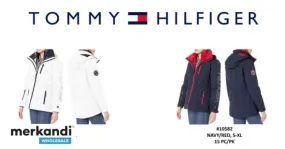 Tommy Hilfiger 3 en 1 chaqueta de señora 30 piezas. - Blanco y azul marino / rojo -Tallas - s-xl Paquete de caja: 15pcs cada col