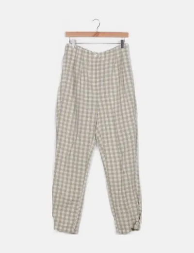 Vero Moda Pantalón cuadro vichy verde