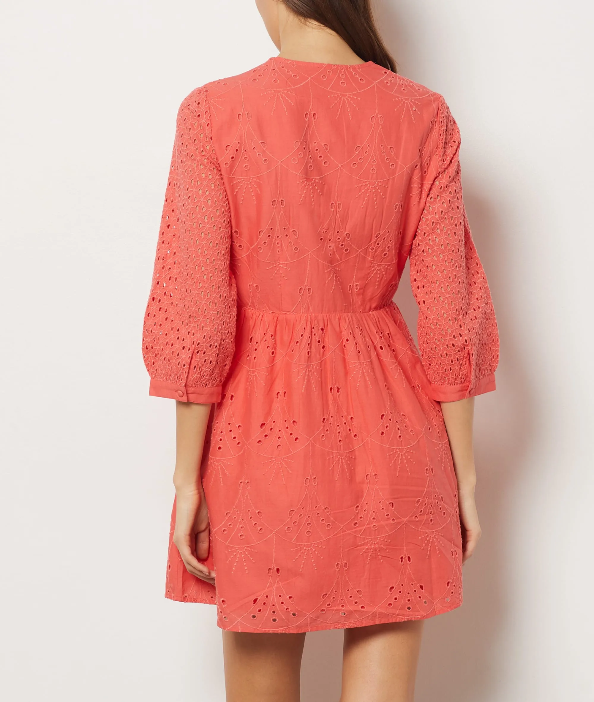 Vestido corto bordados algodón TULLY CORAIL - ETAM